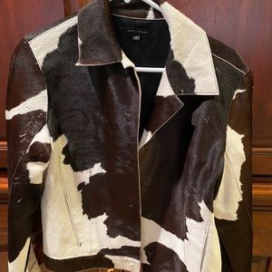 Cow print leather jacket